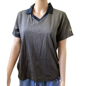 Peter Millar FedEx Polo Golf Shirt horizontal Stripes V-neck collard L